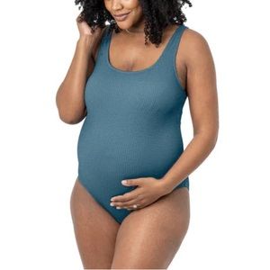 Kindred Bravely Crinkle Maternity One Piece Swimsuit - Ocean Blue (L)